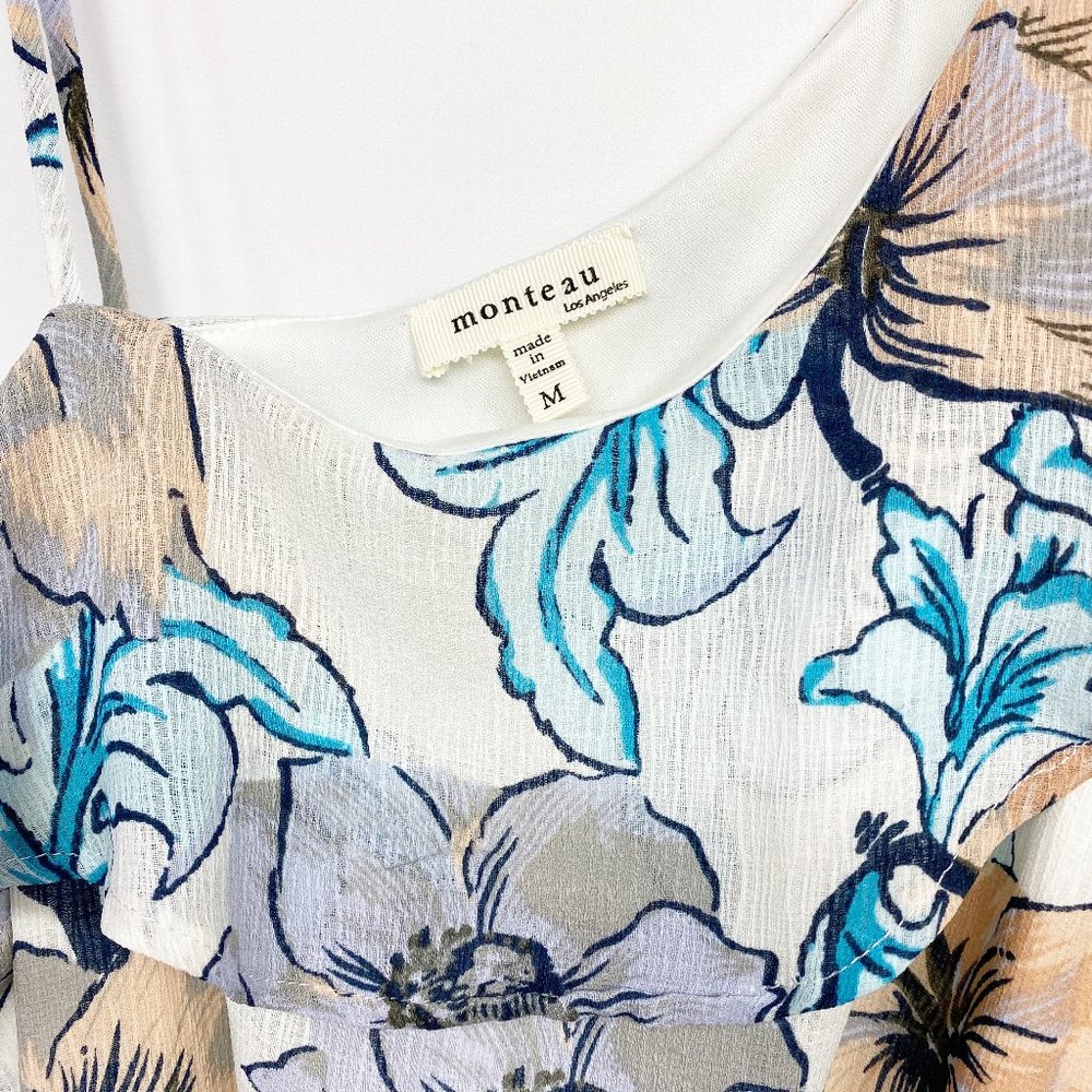 Monteau Floral One Shoulder Ruffle Dress M - Picture 5 of 8
